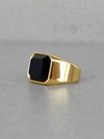 Классическая печатка с черным камнем