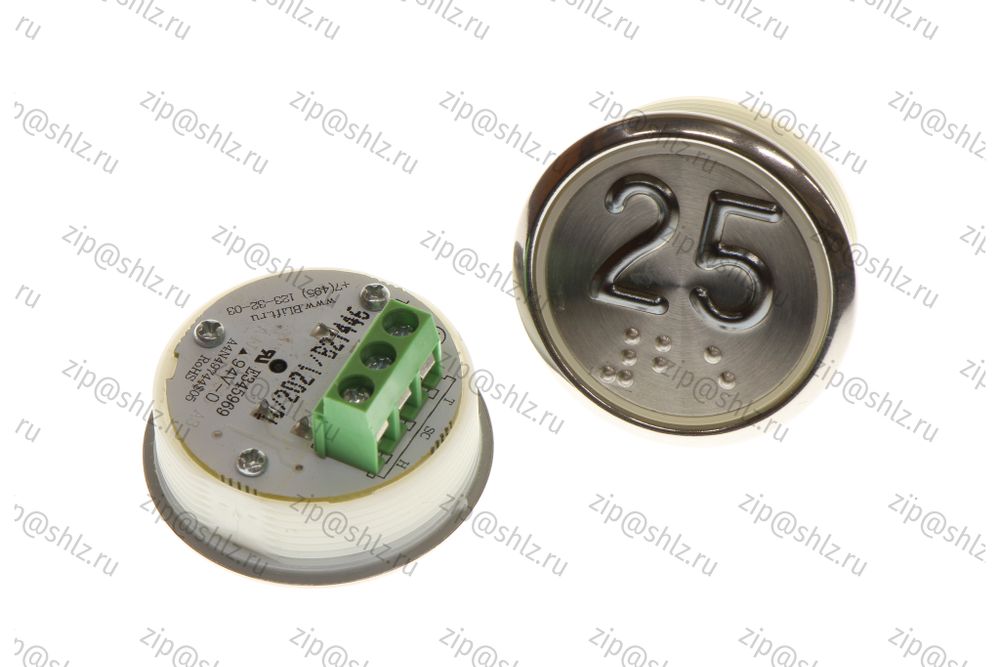 Кнопка (кнопочный модуль) EA2406S-D-R &quot;25 этаж&quot;, круглая, динамическая красная подсветка, Брайль