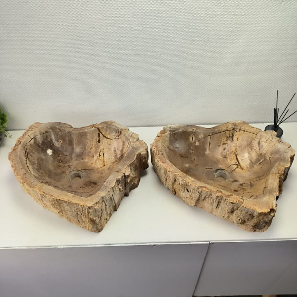 Раковина из окаменелого дерева ПАРА! OD-62096 55*55*15 2шт