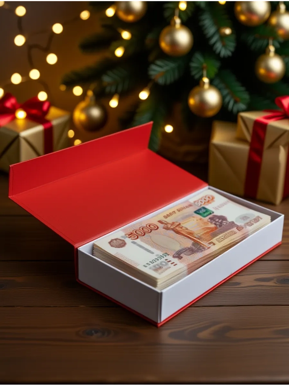 Подарочная коробка‑купюрница с магнитной крышкой "С Новым Годом"