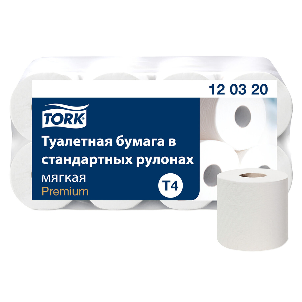 Бумага туалетная TORK PREMIUM, спайка 8 рулонов по 23 метра (Система T4) 2-слойная, белая, 3 упаковки.