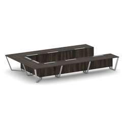 Steel Meet Стол переговорный П-образный KMK-PR.B.SP-15P Дуб Мали/Графит Глянец/Металл Серый 4800*320