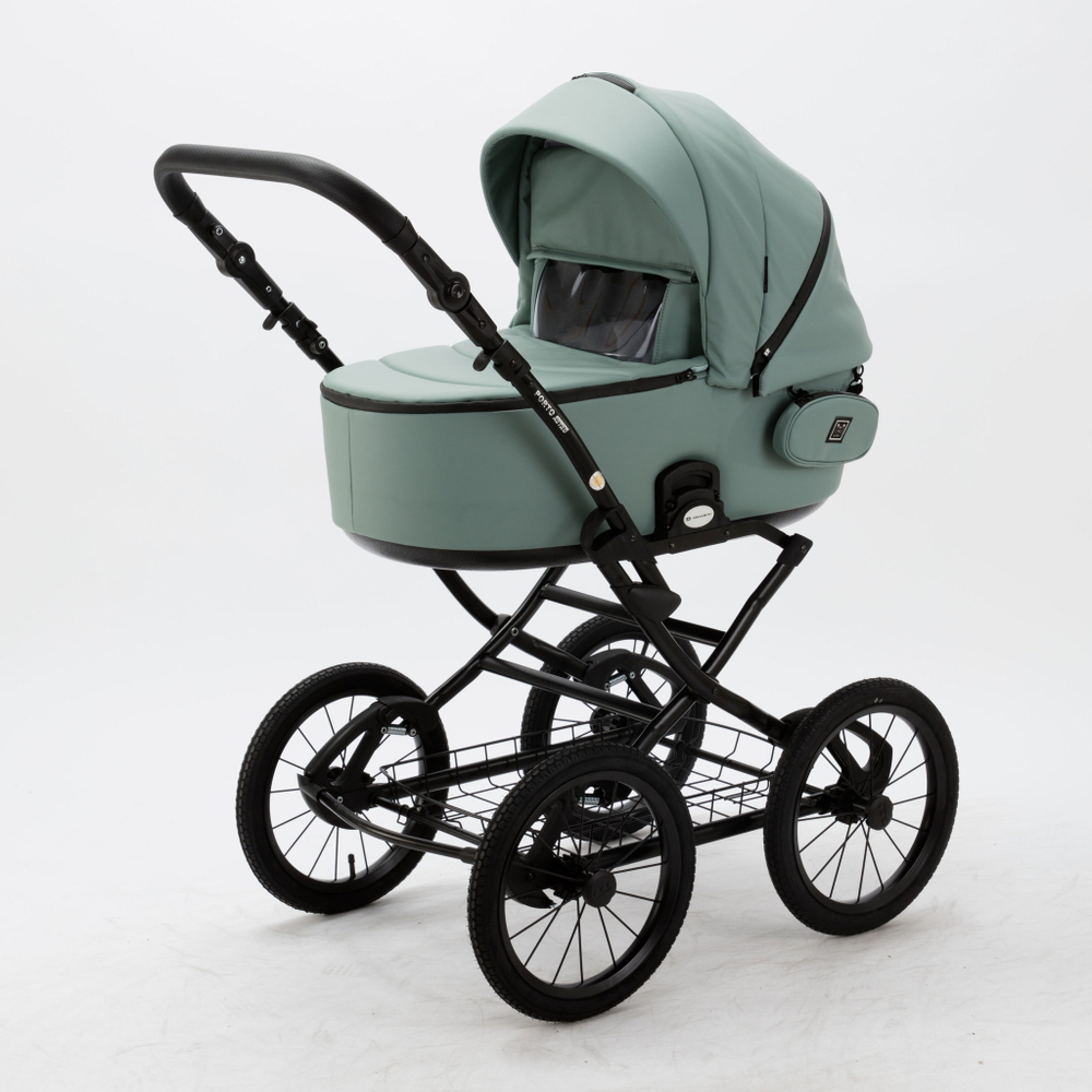 Универсальная детская коляска Adamex Porto Retro Deluxe (100% экокожа) P-SA20 (3в1)