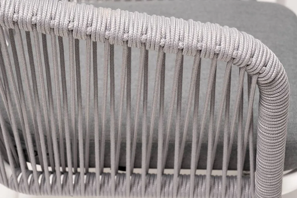 "Малага" обеденная группа на 6 персон со стульями "Марсель", каркас белый, роуп светло-серый