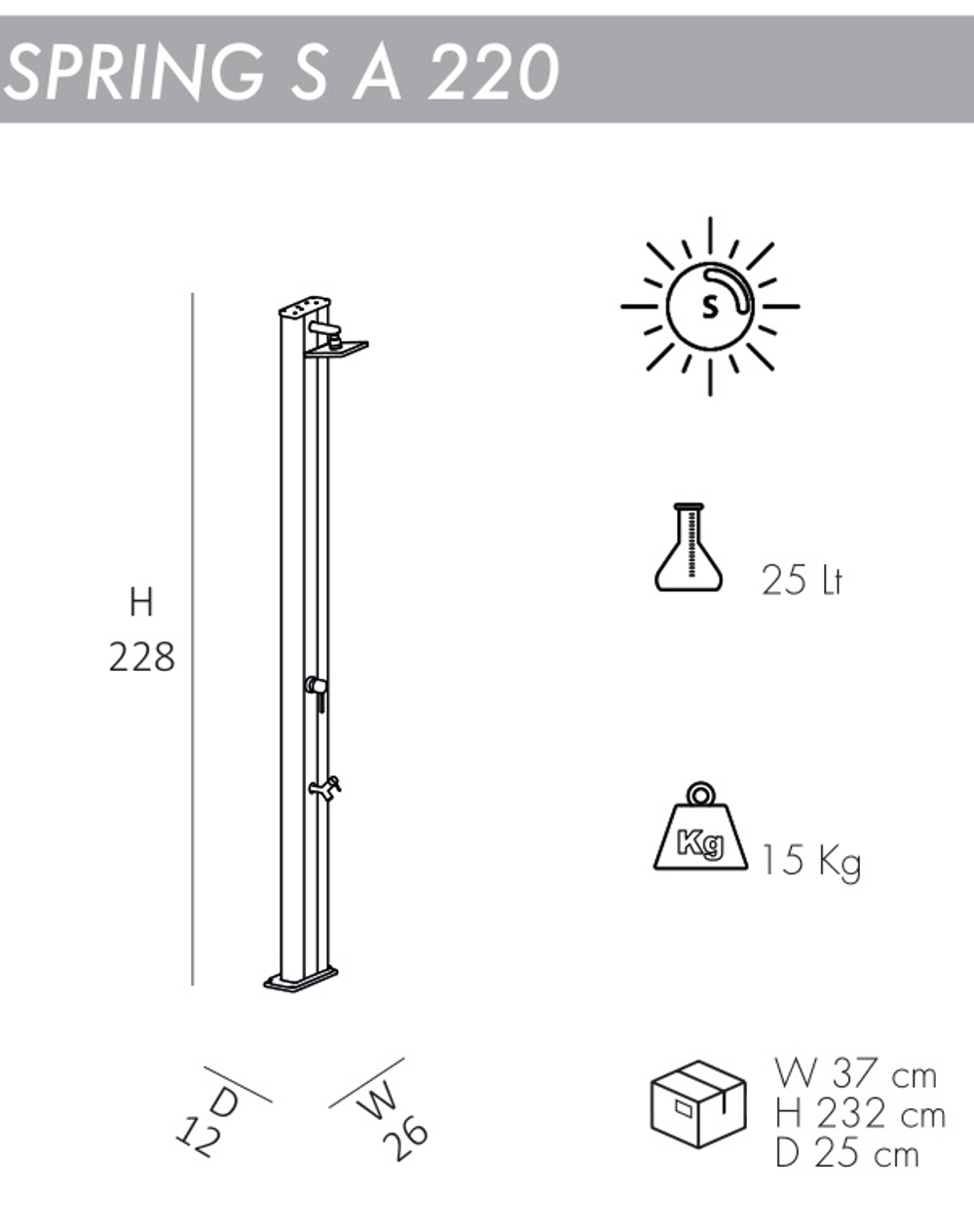 Душ солнечный Arkema Spring S A 220