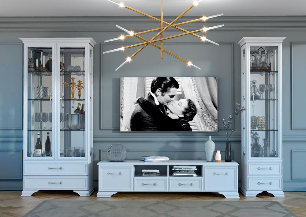 Шкаф с витриной 1дв ГРАЦИЯ/ 420мм 3 стекла