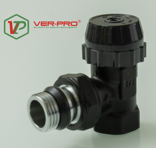 Вентиль термост. УГЛ/ВЕРХ. 1/2  (ЧЕРНЫЙ)  ViEiR (80/10шт)