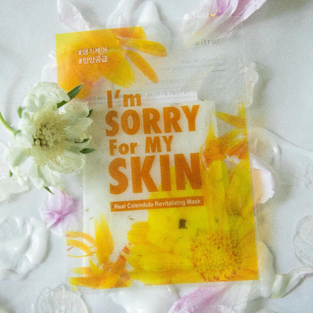 Маска тканевая с лепестками календулы I'm Sorry For My Skin real calendula revitalizing, 23 мл