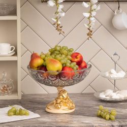 Фруктовница-конфетница Ирис Визир со стеклянной чашей 7373 Айвори