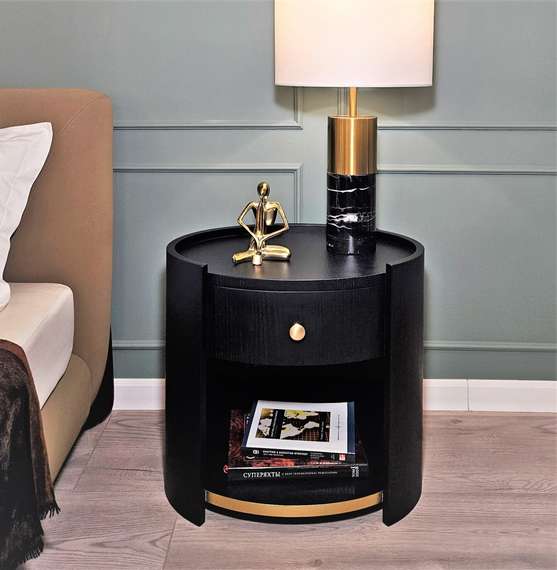 Прикроватная тумбочка 4439 с ящиком и полкой, черная