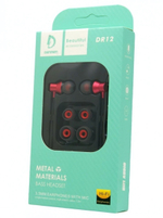 Гарнитура DENMEN DR12, вакуумные, разъем Jack, кабель 1.2 м Red