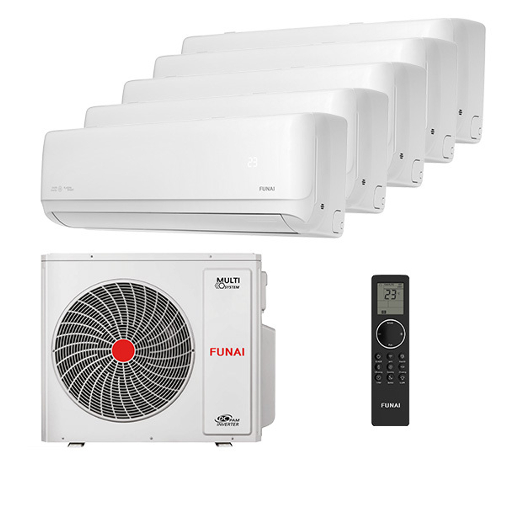Мультисплит система на 5 комнат Funai RAM-I-DA25HP.W01/S x 5 / RAM-I-5KG120HP.01/U