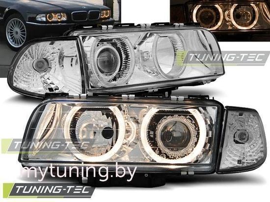 Передние фары angel eyes chrome для BMW 7 E38 94-98