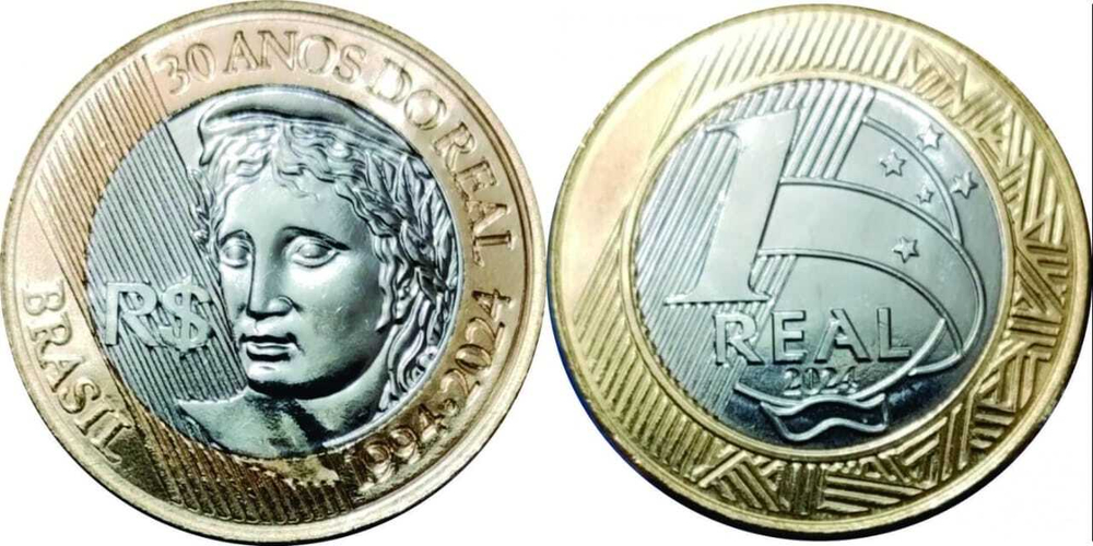 Бразилия 1 реал, 2024 30 лет введению Реала