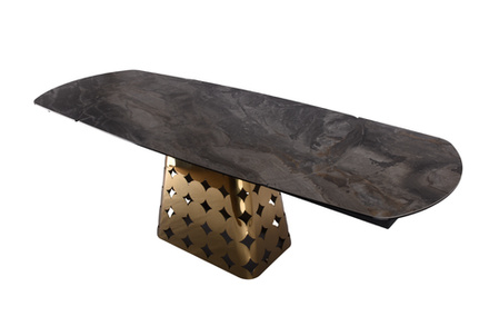 Стол обеденный Ist Casa раскладной Луксор, 150(+45+45)х90х76 см, серая керамика, золото