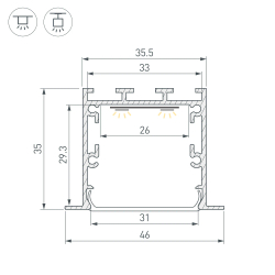 Профиль LINIA49-F-M-2500 WHITE (Arlight, Алюминий) 059365