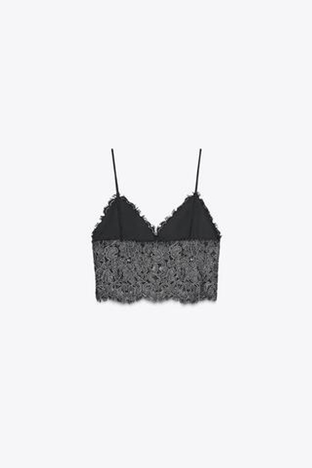 ZARA УКОРОЧЕННЫЙ ТОП С ВЫШИВКОЙ, СЕРЕБРИСТЫЙ