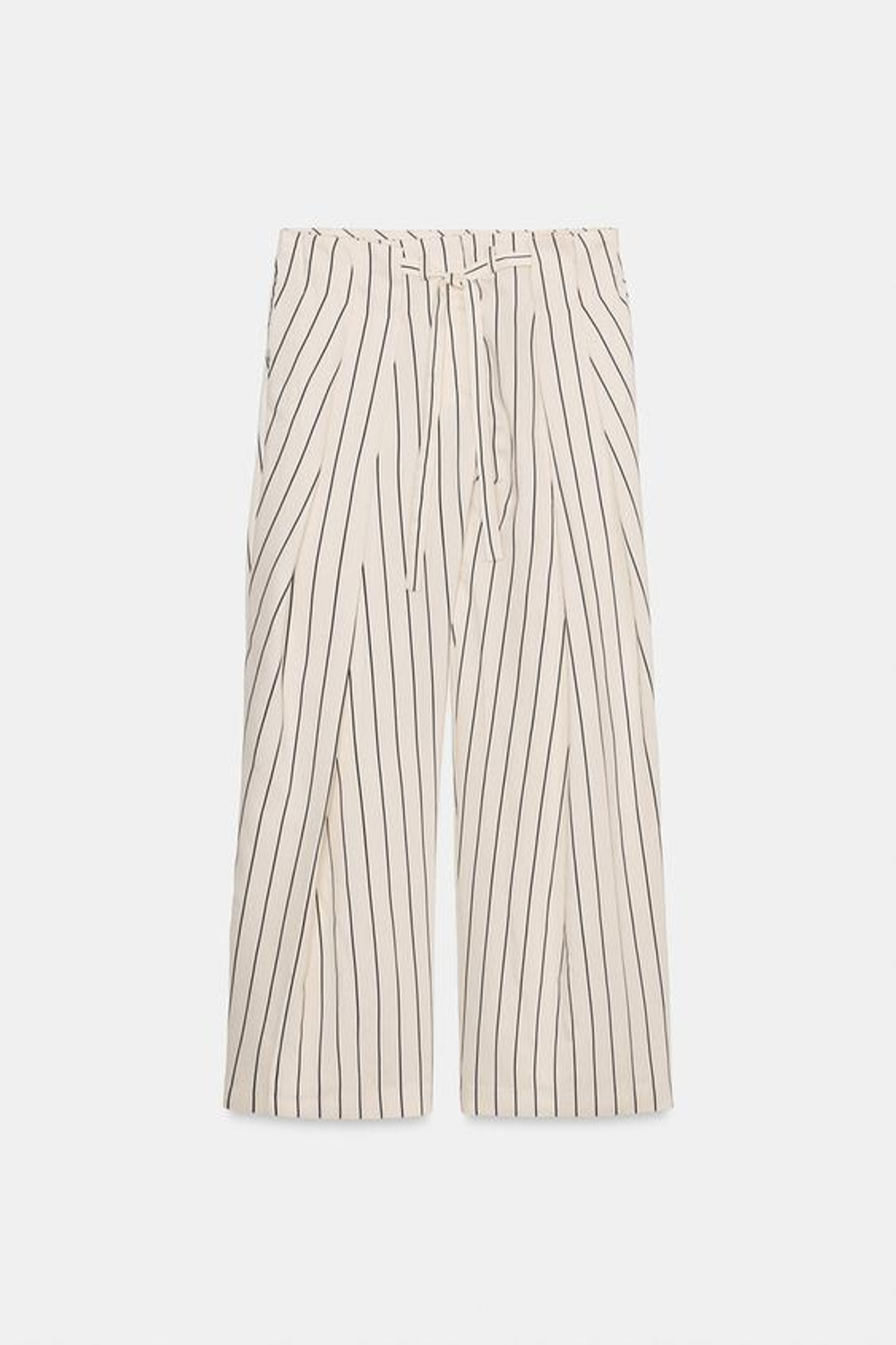 ZARA БРЮКИ В ПОЛОСКУ СО СКЛАДКАМИ — ZW COLLECTION, ЭКРЮ/ТЕМНО-СИНИЙ