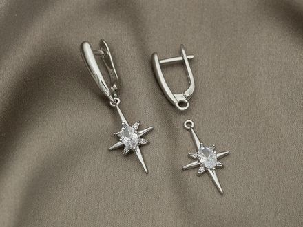 Подвеска Северная Звезда (с прозрачным кристаллом), 21,5мм