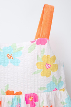 ZARA ПЛАТЬЕ ИЗ РЕЛЬЕФНОЙ ТКАНИ С ПРИНТОМ И БАНТОМ, ОРАНЖЕВЫЙ