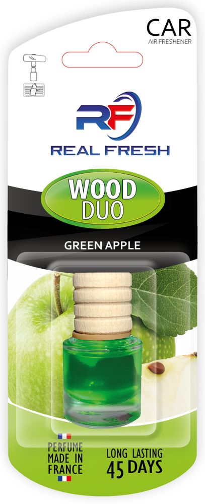 ОСВЕЖИТЕЛЬ ВОЗДУХА REAL FRESH WOOD-DUO GREEN APPLE