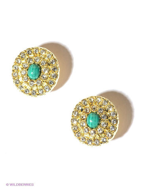 "Анды" серьги в золотом покрытии из коллекции "Самоцветы" от Jenavi  с английским замком
