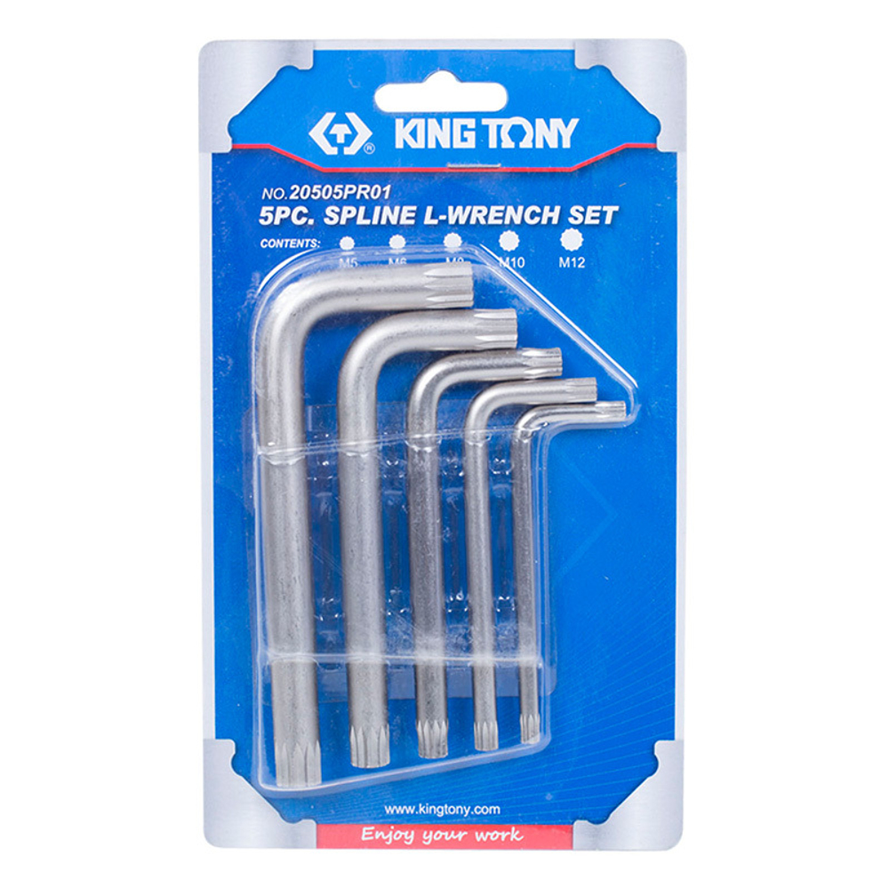 Набор Г-образных ключей SPLINE, M5-M12, 5 предметов KING TONY 20505PR01