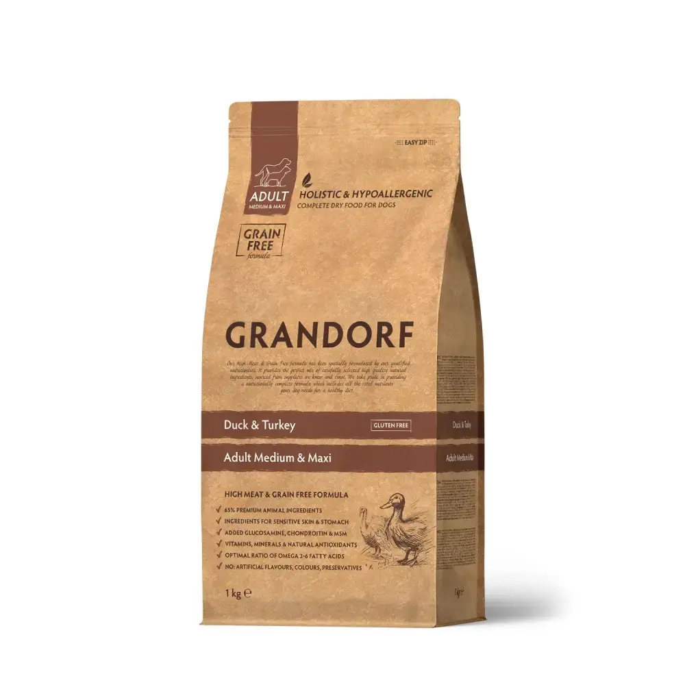 GRANDORF DOG Duck&Turkey MED&MAXI 3кг/1кг-1580р
