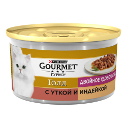 GOURMET Gold 85г. консервы для кошек утка/индейка кусоч. в подливе