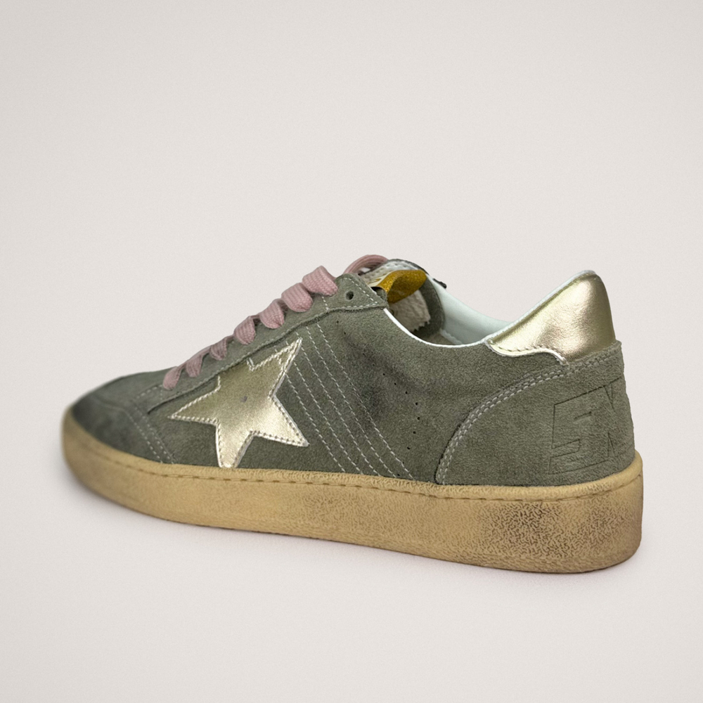 Golden Goose Ball Star / Замша хаки / золотая звезда
