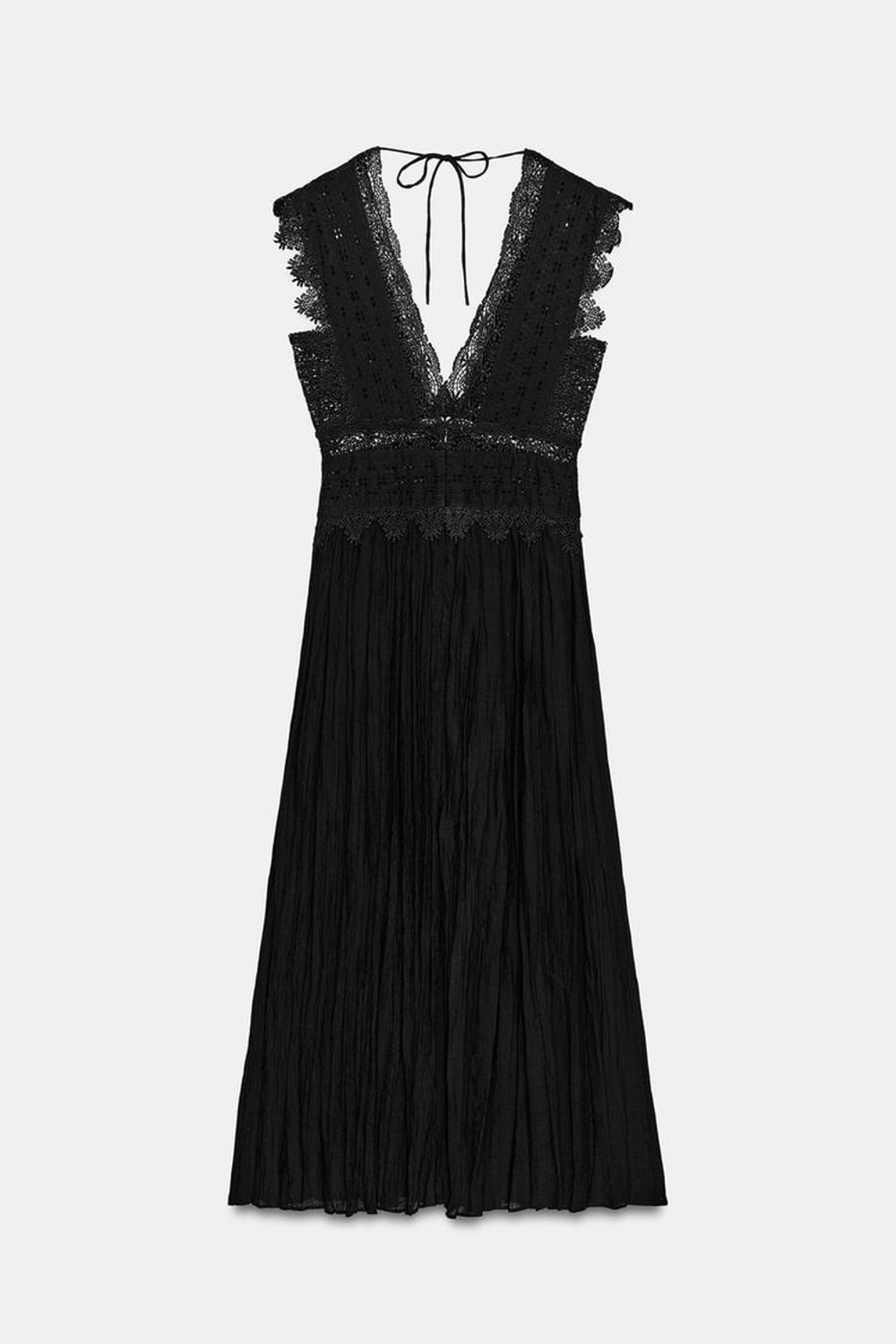 ZARA КРУЖЕВНОЕ ПЛАТЬЕ — ZW COLLECTION, ЧЕРНЫЙ