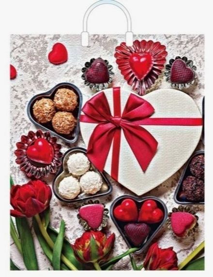 Пакеты с пластмассовыми ручками "Сладкое сердце" 38х45+3см 90см (10/150шт)