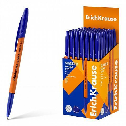 Ручка шар. EK Slender Stick Orange 0.7, Super Glide Technology, цвет чернил синий