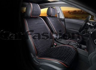 Накидки сидений перед CarFashion (2шт) -Фронт 2D «MONACO» 21819 -Велюр+ экокож черн/черн/красн/красн