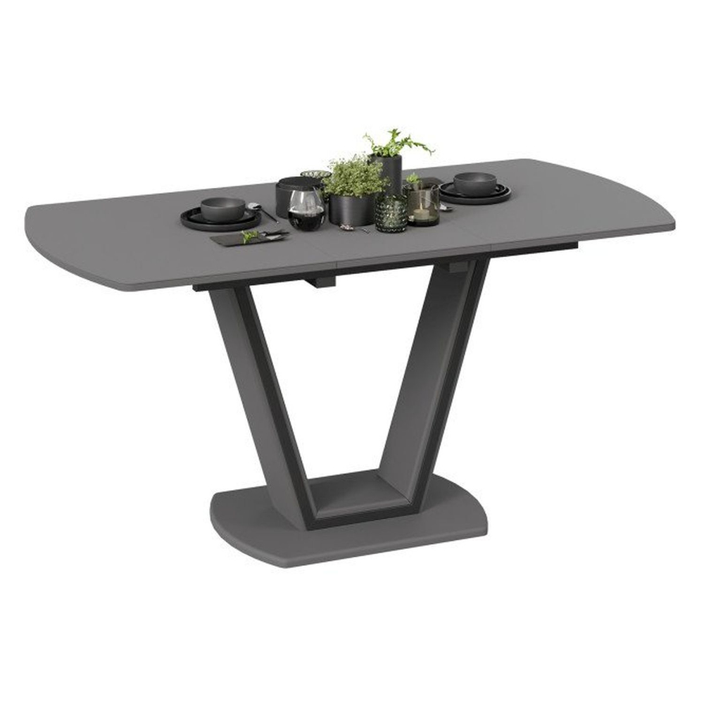 Стол кухонный обеденный раздвижной Серый Софт/Стекло Матовое Серое, Дели Тип 2, 120х80х77 см