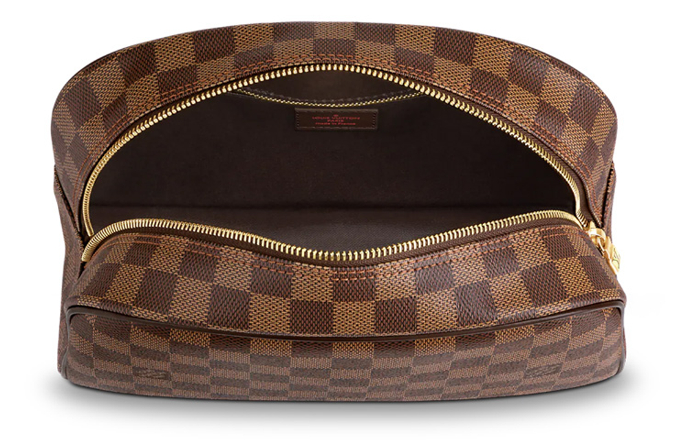 LOUIS VUITTON Cow Leather Toiletry Bag Men"s Brown