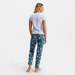 Брюки женские с принтом, цвет голубой, размер 46