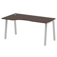 Metal System Стол криволинейный левый на А-образном м/к БА.СА-1 (L) Венге Цаво/Металл Серый 1600*900