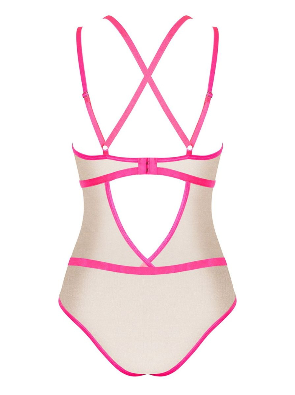 Эффектное боди Nudelia с двойными бретелями (Размер: L-XL) (Цвет: телесный с черным)