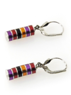 4219 Серьги с цветными металлическими цилиндрами - Parfum.cash