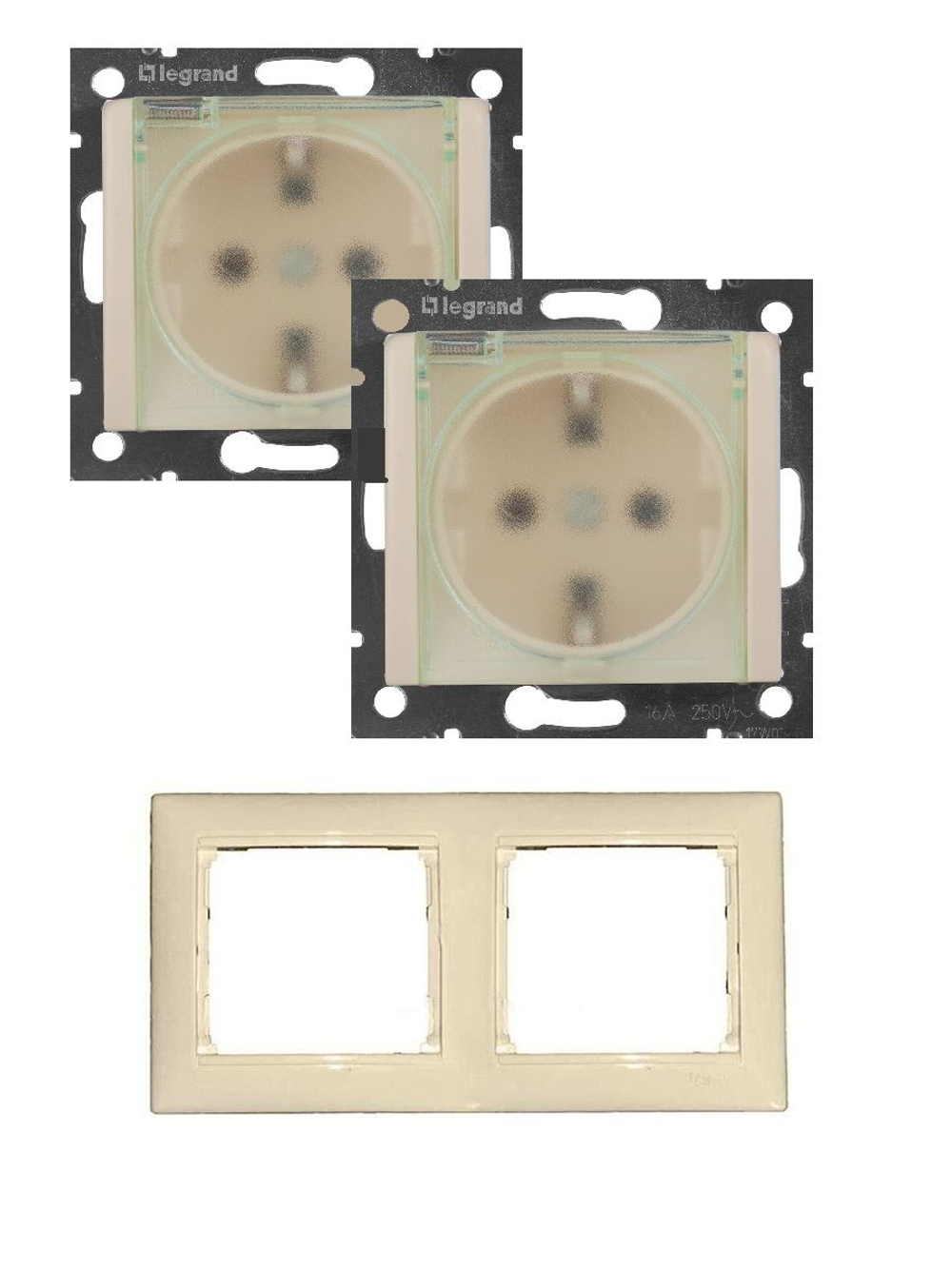 Legrand розетка 4120 с рамкой 2 с/к