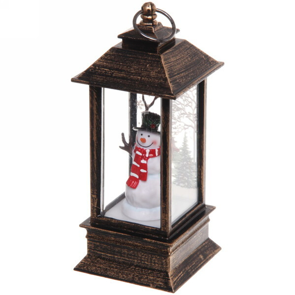 Сувенир с подсветкой «Фонарь с весёлым снеговиком» 5,3*5,3*12,5 см