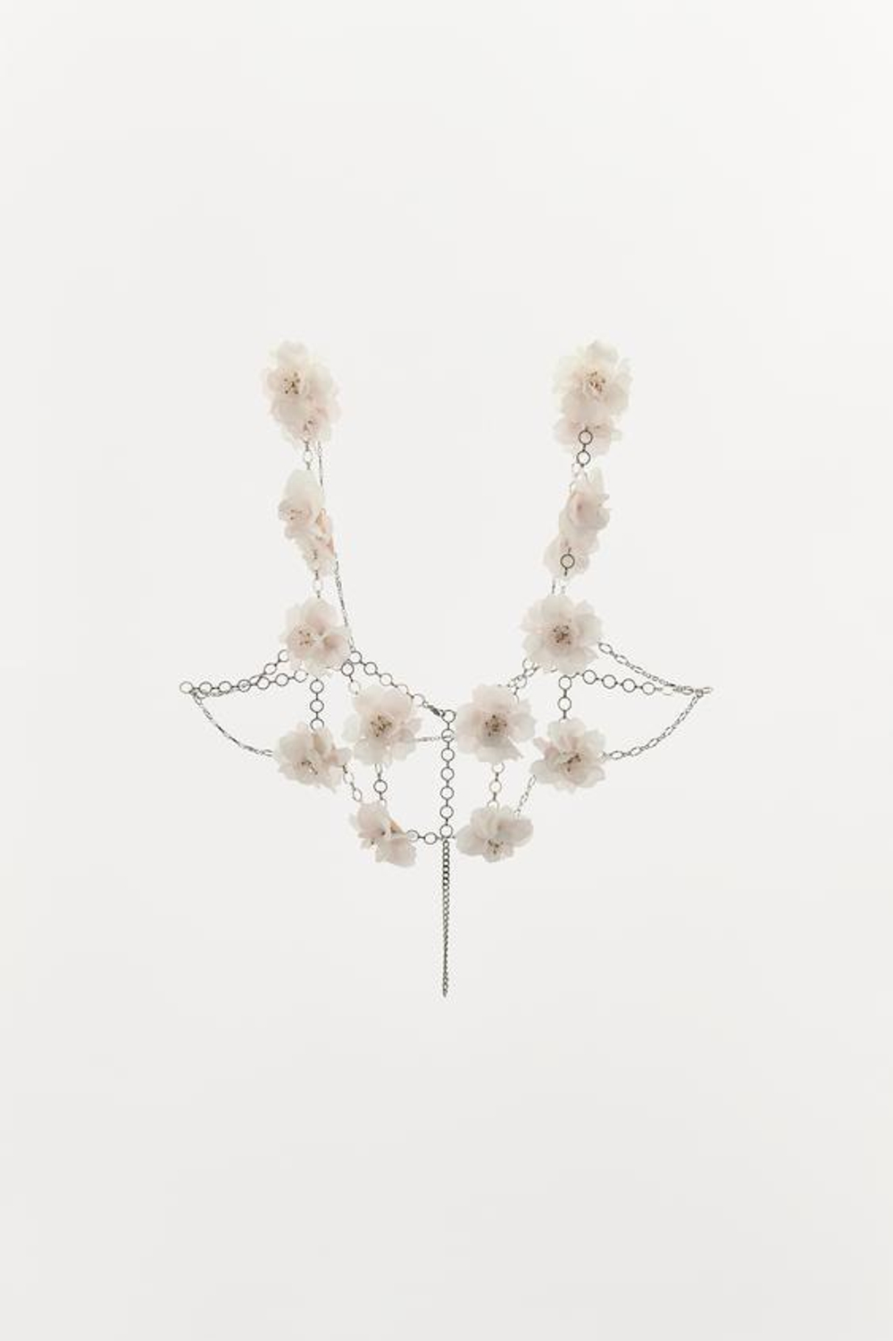 ZARA МЕТАЛЛИЧЕСКИЙ ТОП С БУСИНАМИ И ЦВЕТАМИ, БЛЕДНО-РОЗОВЫЙ