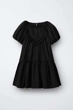 ZARA ПЛАТЬЕ ИЗ ТАФТЫ «СЕРДЦЕ», ЧЕРНЫЙ