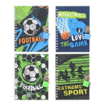 Блокнот детский Basir на замке, формат А6, серия "Спорт", переплет 7БЦ, 15*11 см, 48 листов, ассорти