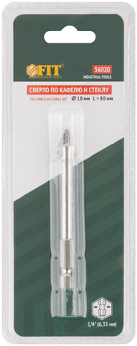 Сверло по кафелю, шестигранный u-хвостовик под биту 10 мм 36020 FIT
