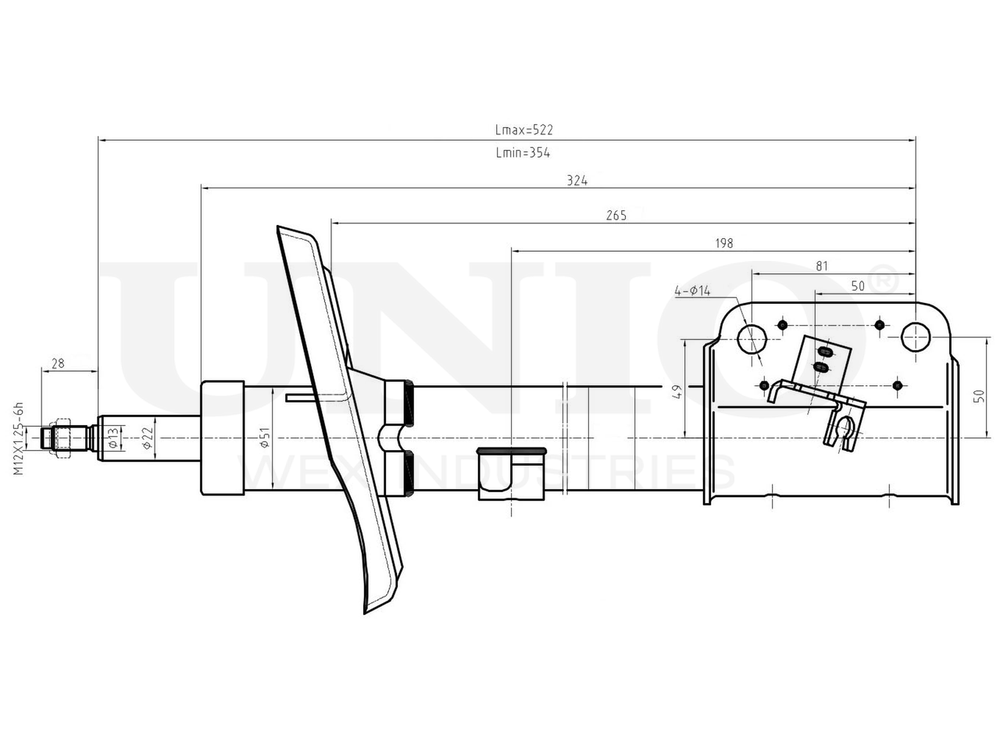 Амортизатор газовый передней подвески UNIO SAB-10617