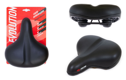 Седло EVOLUTION, комфорт 260x235 мм, анатомическое, эластомер, винил, черное TTZ023X