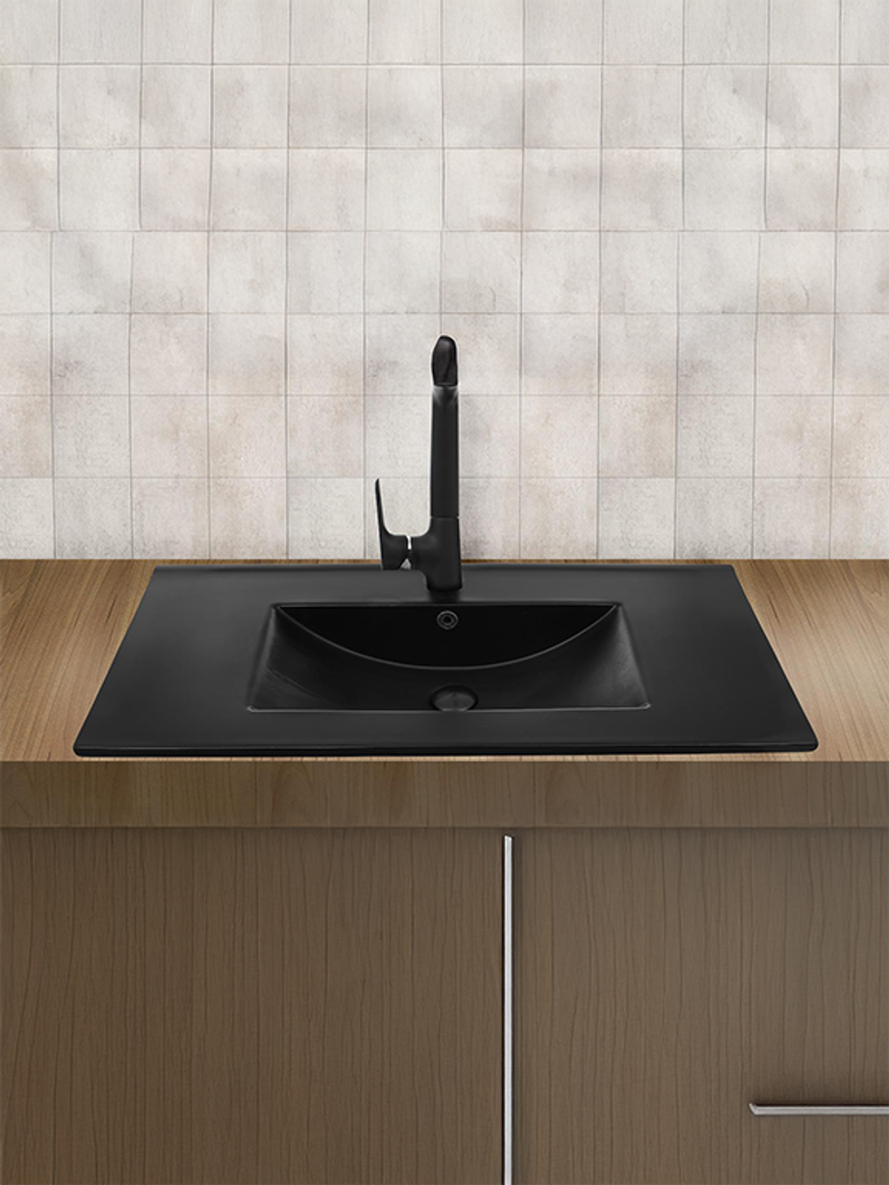 Раковина врезная (матовая черная) WeltWasser WW  DEILBACH 7506-100 MT- BL 1010х470х180