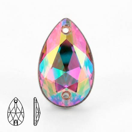 Стразы пришивные из стекла, цвет Rainbow, форма Teardrop / Pear